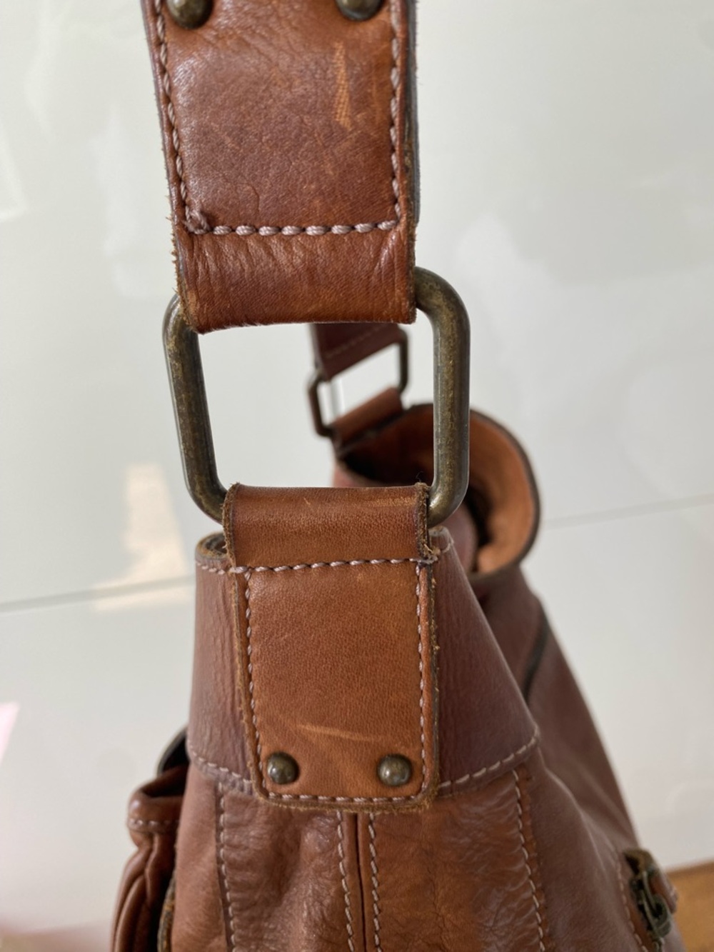 Banana Republic Brown Leather Hobo with Buckle Pocket Details - Picture 7 of 8